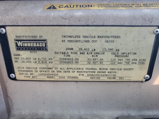 Photo 10 from auction – 2006 WINNEBAGO JOURNEY with VIN 4UZACJDC36CW02738