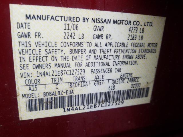 Photo 10 from auction – 2007 NISSAN ALTIMA 2.5 with VIN 1N4AL21E87C127529