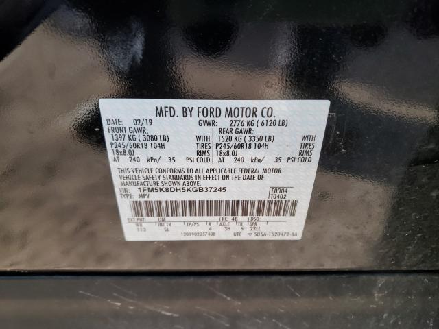 Photo 10 from auction – 2019 FORD EXPLORER X with VIN 1FM5K8DH5KGB37245
