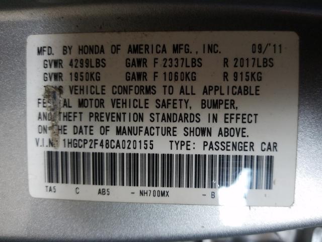Photo 10 from auction – 2012 HONDA ACCORD LXP with VIN 1HGCP2F48CA020155