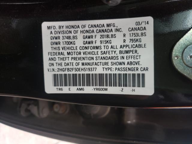Photo 10 from auction – 2014 HONDA CIVIC LX with VIN 2HGFB2F50EH519377