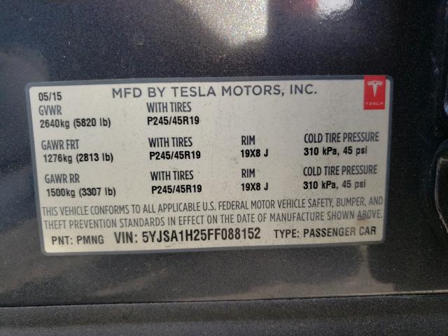 Photo 10 from auction – 2015 TESLA MODEL S 85 with VIN 5YJSA1H25FF088152