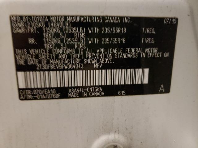 Photo 10 from auction – 2015 TOYOTA RAV4 LIMIT with VIN 2T3DFREV9FW364043