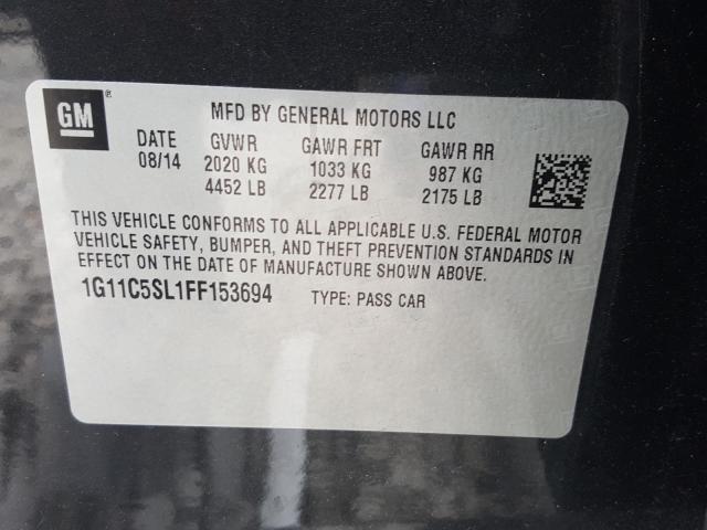 Photo 10 from auction – 2015 CHEVROLET MALIBU with VIN 1G11C5SL1FF153694