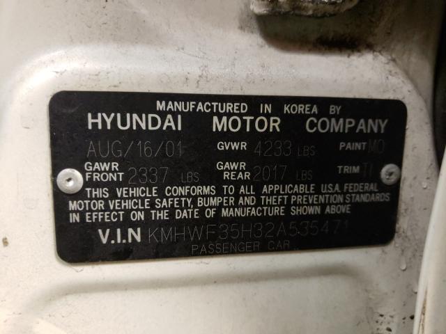 Photo 10 from auction – 2002 HYUNDAI SONATA with VIN KMHWF35H32A535471