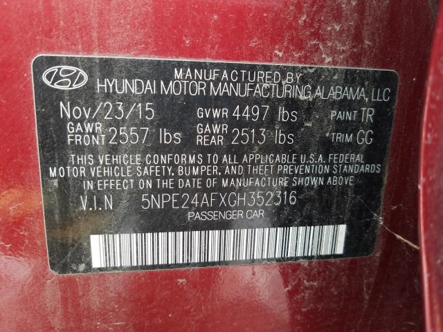 Photo 10 from auction – 2016 HYUNDAI SONATA SE with VIN 5NPE24AFXGH352316
