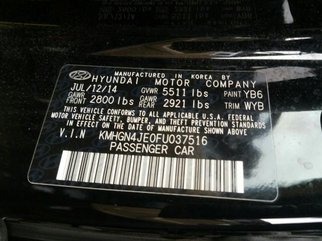 Photo 10 from auction – 2015 HYUNDAI GENESIS 3. with VIN KMHGN4JE0FU037516