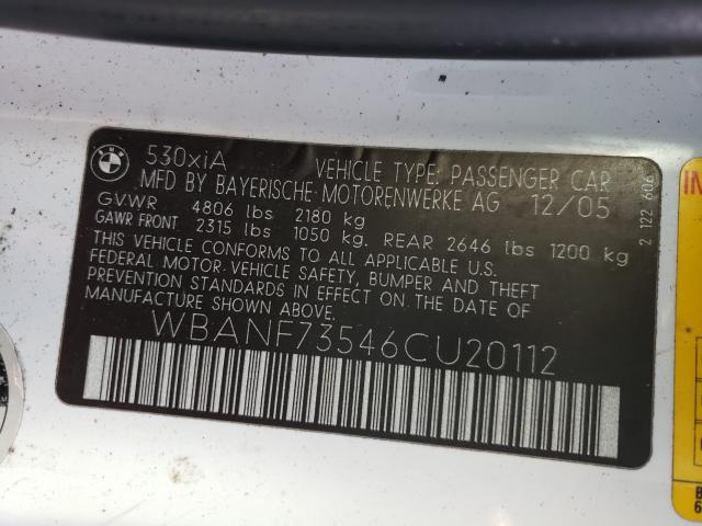 Photo 10 from auction – 2006 BMW 530 XI with VIN WBANF73546CU20112