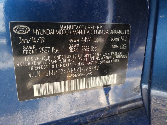 Photo 10 from auction – 2019 HYUNDAI SONATA SE with VIN 5NPE24AF5KH768749