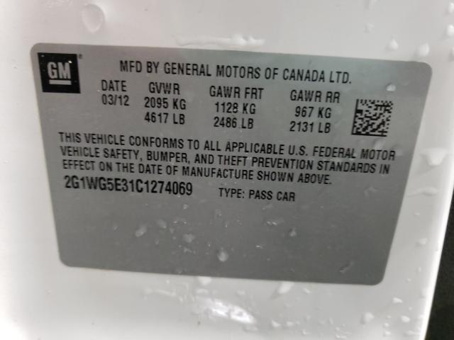 Photo 10 from auction – 2012 CHEVROLET IMPALA LT with VIN 2G1WG5E31C1274069