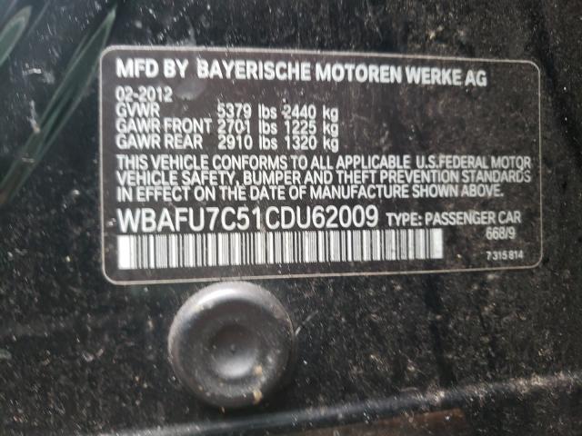 Photo 10 from auction – 2012 BMW 535 XI with VIN WBAFU7C51CDU62009