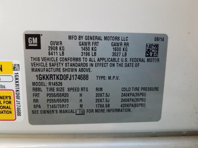 Photo 10 from auction – 2015 GMC ACADIA DEN with VIN 1GKKRTKD0FJ174688