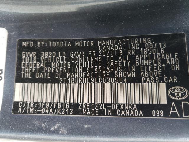 Photo 10 from auction – 2014 TOYOTA COROLLA L with VIN 2T1BURHE9EC030564