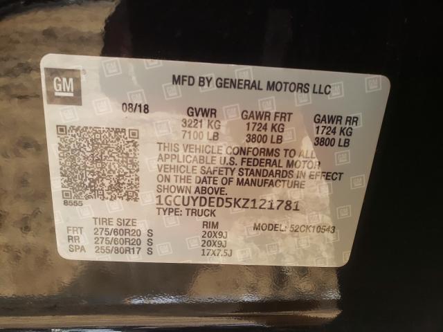 Photo 10 from auction – 2019 CHEVROLET SILVERADO with VIN 1GCUYDED5KZ121182