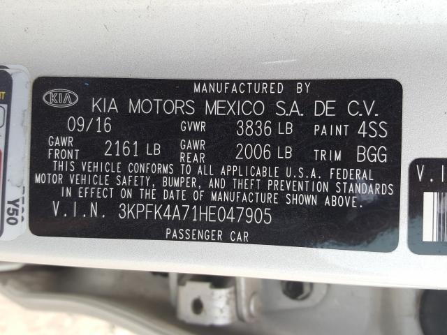 Photo 10 from auction – 2017 KIA FORTE LX with VIN 3KPFK4A71HE047905