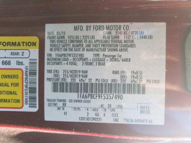 Photo 10 from auction – 2015 FORD MUSTANG GT with VIN 1FA6P8CF9F5357490