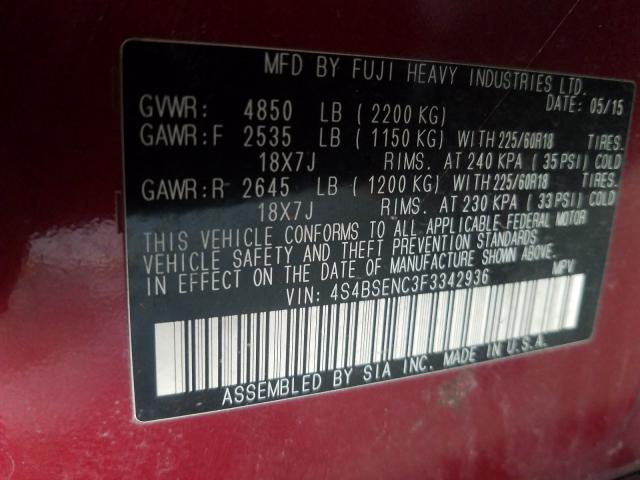 Photo 10 from auction – 2015 SUBARU OUTBACK 3. with VIN 4S4BSENC3F3342936