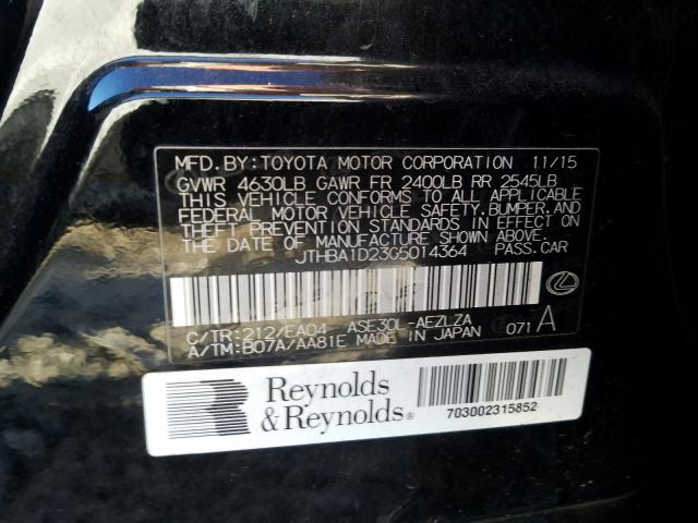 Photo 10 from auction – 2016 LEXUS IS 200T with VIN JTHBA1D23G5014364