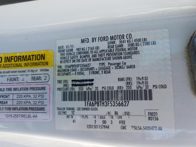 Photo 10 from auction – 2015 FORD MUSTANG with VIN 1FA6P8TH3F5356627