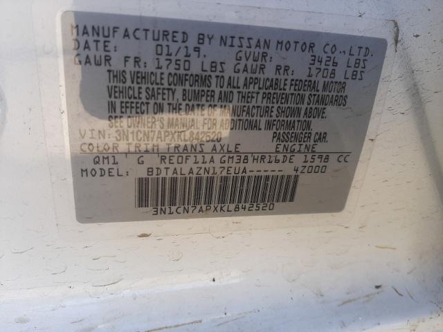 Photo 10 from auction – 2019 NISSAN VERSA S with VIN 3N1CN7APXKL842520