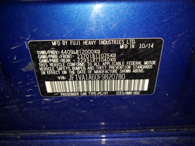 Photo 10 from auction – 2015 SUBARU WRX with VIN JF1VA1A60F9820780