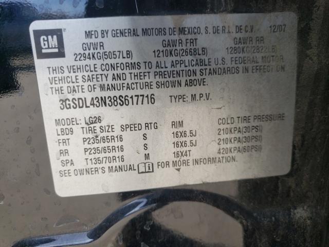 Photo 10 from auction – 2008 SATURN VUE with VIN 3GSDL43N38S617716