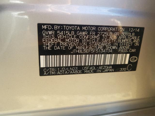 Photo 10 from auction – 2015 LEXUS LS 460 with VIN JTHBL5EF5F5134734