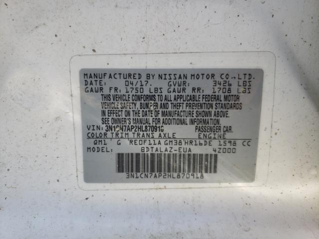 Photo 10 from auction – 2017 NISSAN VERSA S with VIN 3N1CN7AP2HL870918