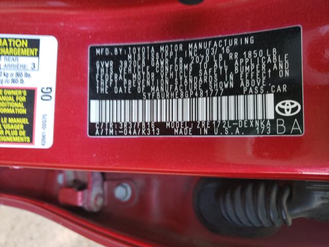 Photo 10 from auction – 2016 TOYOTA COROLLA L with VIN 5YFBURHE8GP481777