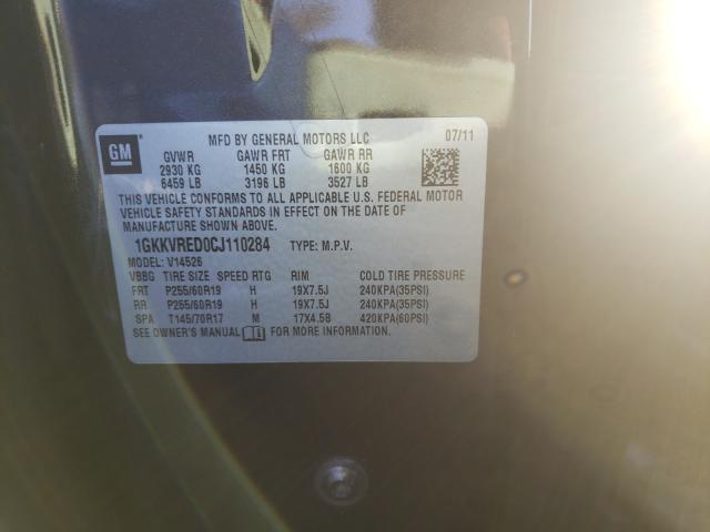 Photo 10 from auction – 2012 GMC ACADIA SLT with VIN 1GKKVRED0CJ110284