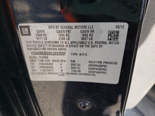 Photo 10 from auction – 2012 CHEVROLET TRAVERSE L with VIN 1GNKRGED2CJ322597