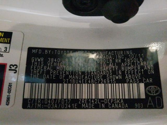 Photo 10 from auction – 2011 TOYOTA COROLLA BA with VIN 2T1BU4EE4BC726915
