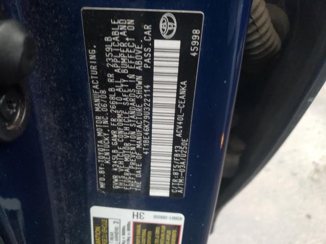 Photo 10 from auction – 2009 TOYOTA CAMRY BASE with VIN 4T1BE46K79U322114