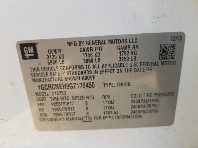 Photo 10 from auction – 2016 CHEVROLET SILVERADO with VIN 1GCRCNEH9GZ176450