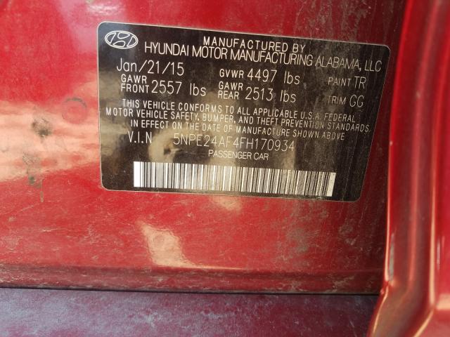 Photo 10 from auction – 2015 HYUNDAI SONATA SE with VIN 5NPE24AF4FH170934