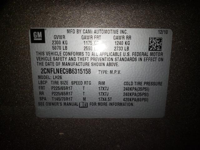 Photo 10 from auction – 2011 CHEVROLET EQUINOX LT with VIN 2CNFLNEC9B6315158