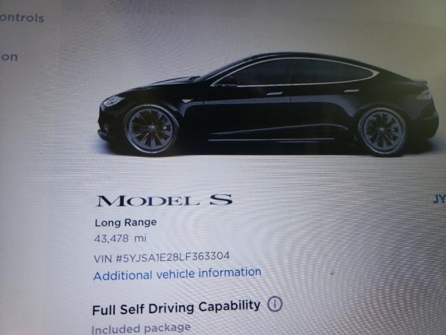 Photo 8 from auction – 2020 TESLA MODEL S with VIN 5YJSA1E28LF363304