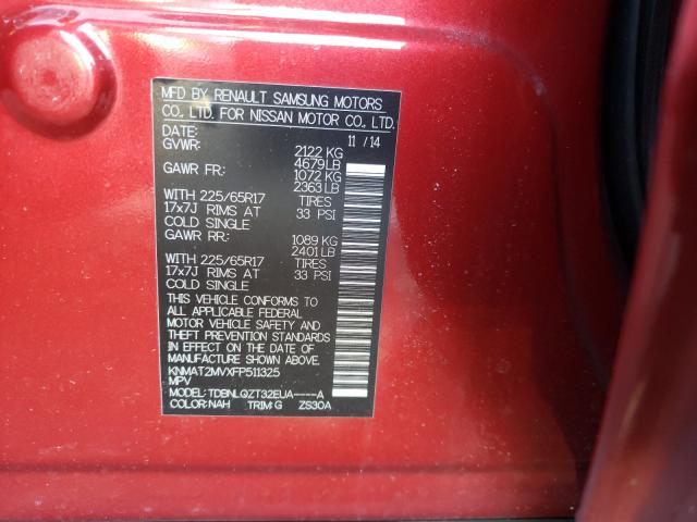 Photo 10 from auction – 2015 NISSAN ROGUE S with VIN KNMAT2MVXFP511325