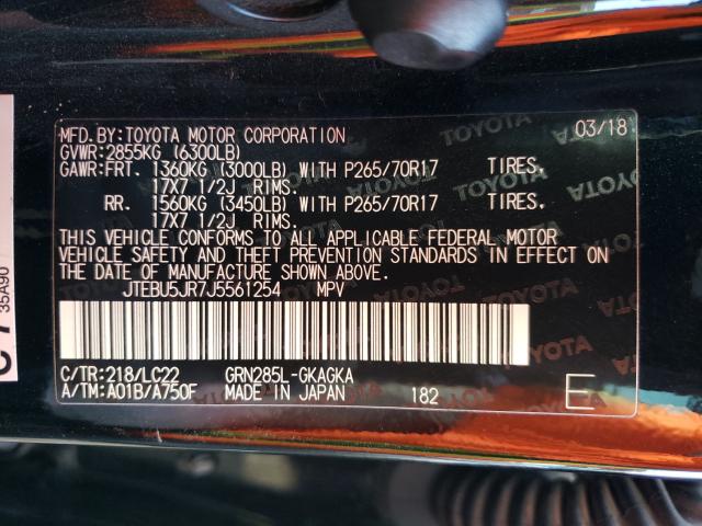 Photo 10 from auction – 2018 TOYOTA 4RUNNER SR with VIN JTEBU5JR7J5561254