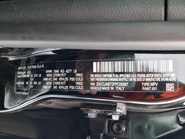 Photo 10 from auction – 2015 JEEP RENEGADE L with VIN ZACCJABT2FPC00887