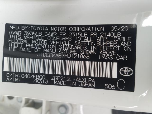 Photo 10 from auction – 2021 TOYOTA COROLLA LE with VIN JTDEPMAE7MJ121868