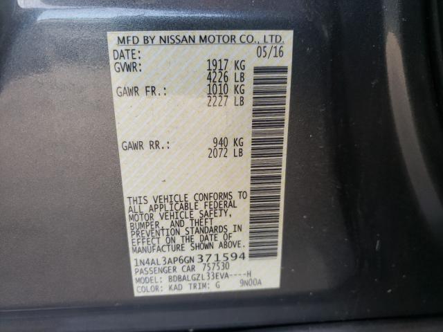 Photo 10 from auction – 2016 NISSAN ALTIMA 2.5 with VIN 1N4AL3AP6GN371594