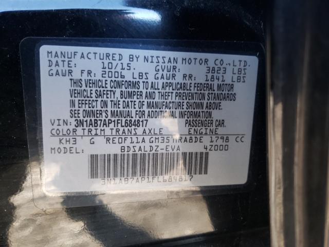 Photo 10 from auction – 2015 NISSAN SENTRA S with VIN 3N1AB7AP1FL684817