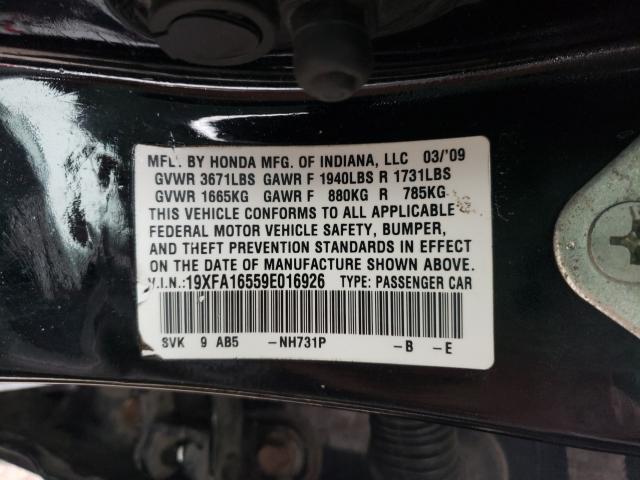 Photo 10 from auction – 2009 HONDA CIVIC LX with VIN 19XFA16559E016926