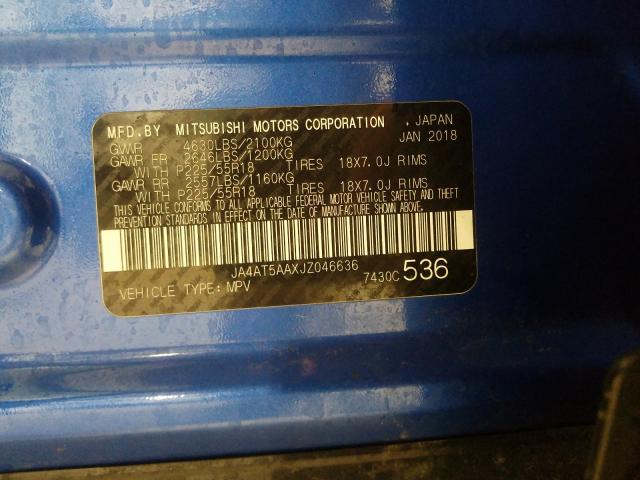 Photo 10 from auction – 2018 MITSUBISHI ECLIPSE CR with VIN JA4AT5AAXJZ046636