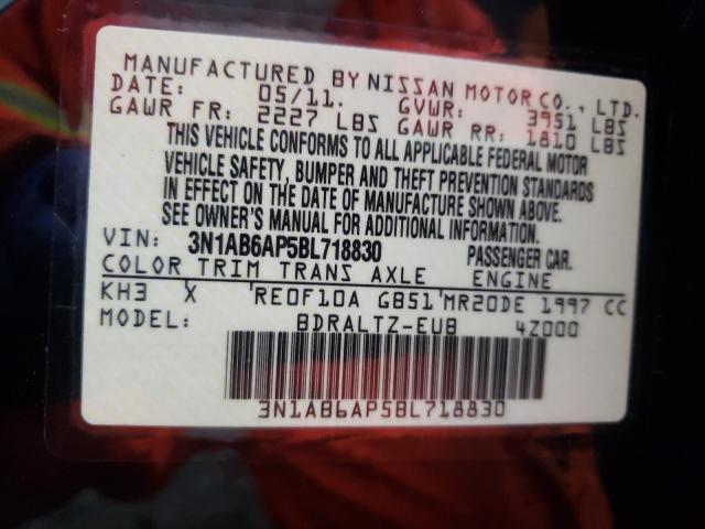 Photo 10 from auction – 2011 NISSAN SENTRA 2.0 with VIN 3N1AB6AP5BL718830