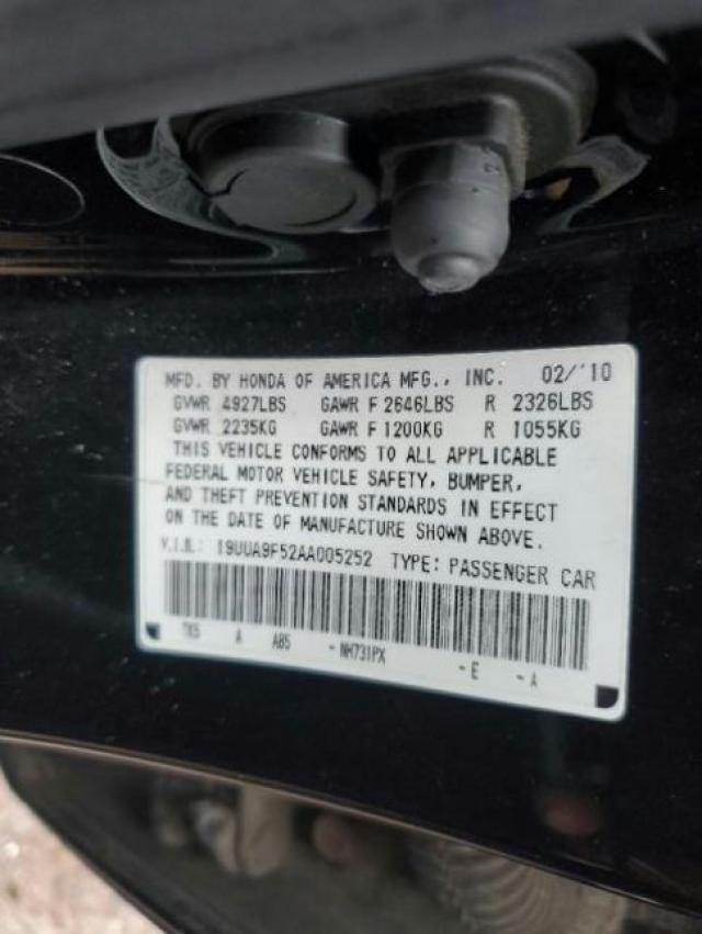 Photo 10 from auction – 2010 ACURA TL with VIN 19UUA9F52AA005252