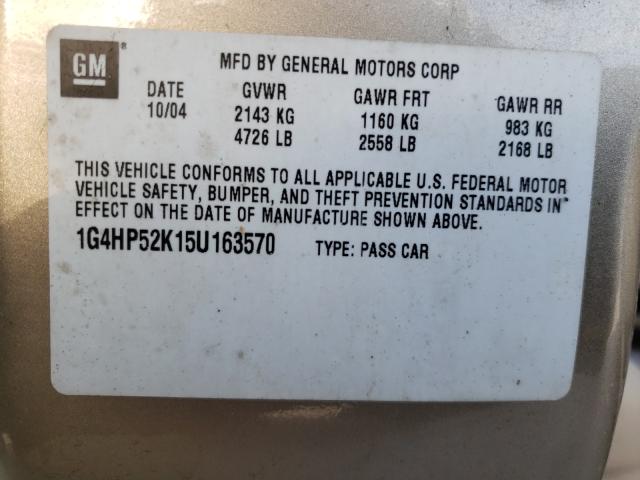 Photo 10 from auction – 2005 BUICK LESABRE CU with VIN 1G4HP52K15U163570