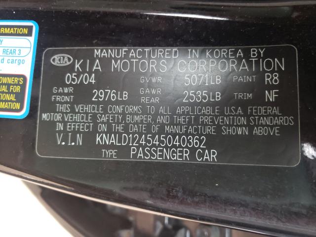 Photo 10 from auction – 2004 KIA AMANTI with VIN KNALD124545040362