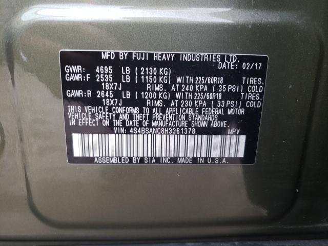 Photo 10 from auction – 2017 SUBARU OUTBACK 2. with VIN 4S4BSANC8H3361378